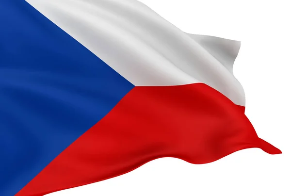 Waving Czech Flag Isolated White Backgroun — 스톡 사진