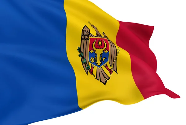 Zwaaien Ecuadoraanse Vlag Geïsoleerd Witte Achtergrond — Stockfoto