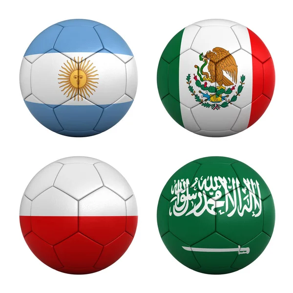 Football Balls Flags Teams Group Fifa World Cup 2022 Argentina — Stock Photo, Image