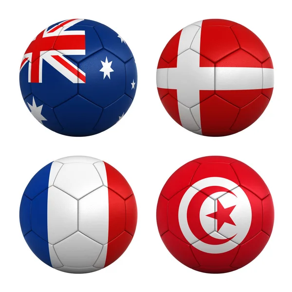 Football Balls Flags Teams Group Fifa World Cup 2022 Australia — Stock Photo, Image