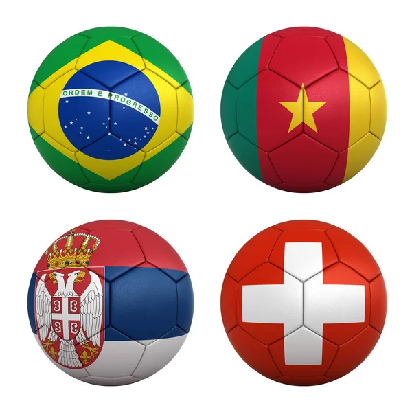 Football Balls Flags Teams Group Fifa World Cup 2022 Brasil — Stock Photo, Image