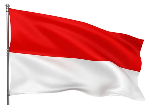 Vifta Indonesisk Flagga Isolerad Över Vit Bakgrund — Stockfoto
