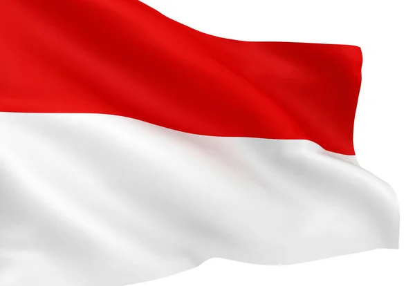 Acenando Bandeira Indonésia Isolado Sobre Fundo Branco — Fotografia de Stock