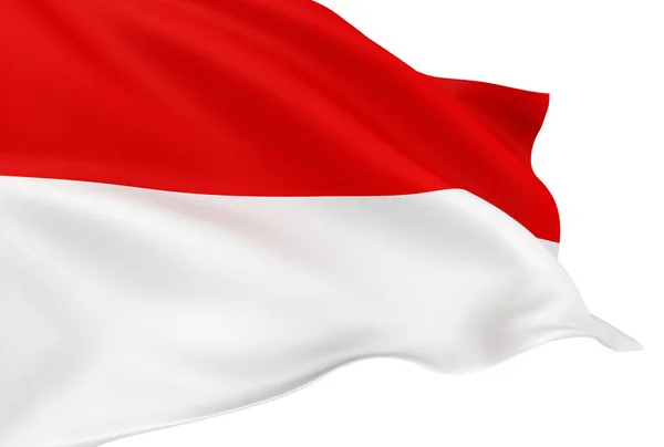 Ondeando Bandera Indonesia Aislada Sobre Fondo Blanco — Foto de Stock