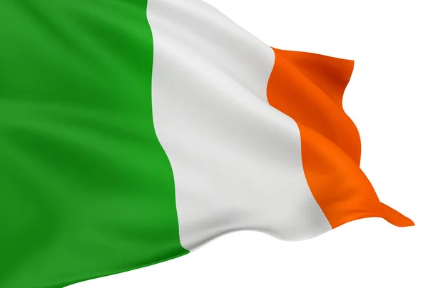 Ondeando Bandera Irlandesa Aislada Sobre Fondo Blanco —  Fotos de Stock