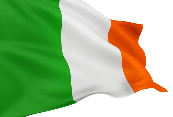 Waving Irish Flag Isolated White Background — ストック写真