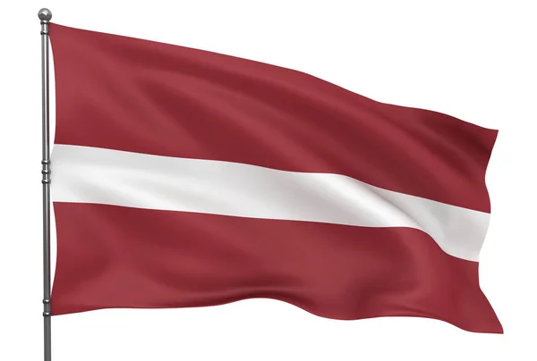 Waving Latvian Flag Isolated White Background — Stock Photo, Image