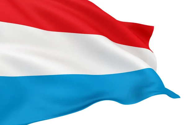 Vor Weißem Hintergrund Vereinzelt Luxemburgische Flagge Schwenken — Stockfoto