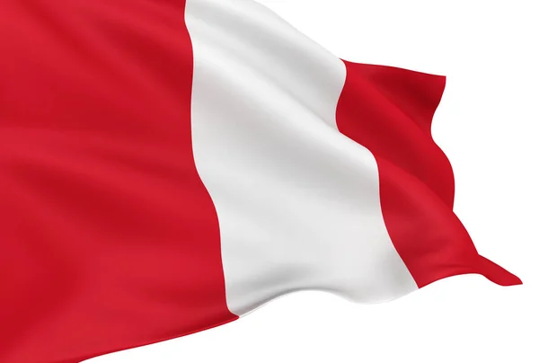 Zwaaien Peruaanse Vlag Geïsoleerd Witte Achtergrond — Stockfoto