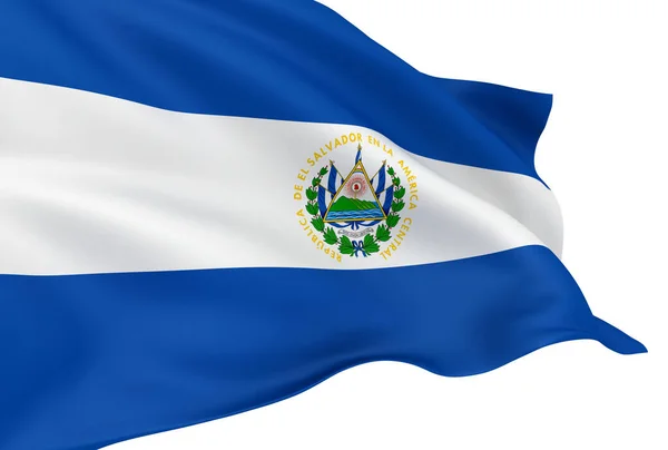 Bandera Salvadoreña Ondeando Aislada Sobre Fondo Blanco —  Fotos de Stock