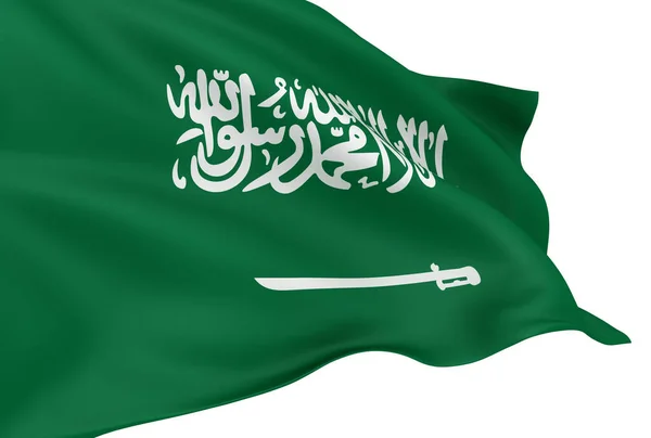 Vlající Vlajka Saúdské Arábie Izolovaných Bílém Pozadí — Stock fotografie