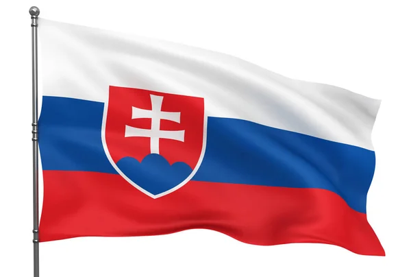 Viftande Slovakiska Flagga Isolerad Över Vit Bakgrund — Stockfoto