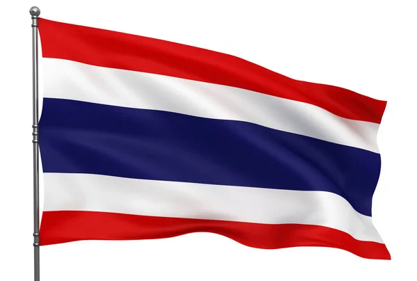 在白色背景下飘扬的泰国国旗 — 图库照片