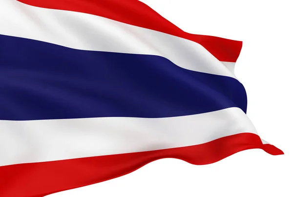 Vor Weißem Hintergrund Vereinzelt Thailändische Flagge Schwenken — Stockfoto