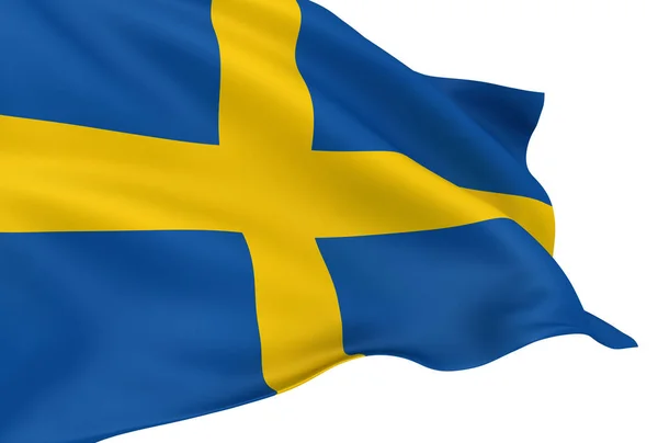 스웨덴 깃발을 흔들며 — 스톡 사진