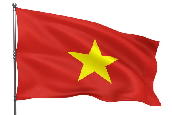 Ondeando Bandera Vietnamita Aislada Sobre Fondo Blanco —  Fotos de Stock