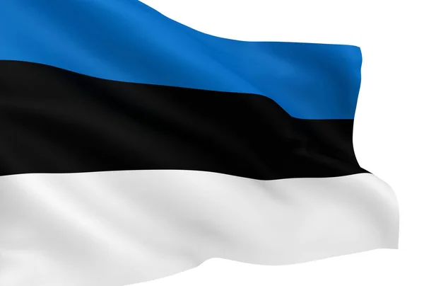 Lengő Észt Zászló Elszigetelt Fehér Háttér — Stock Fotó