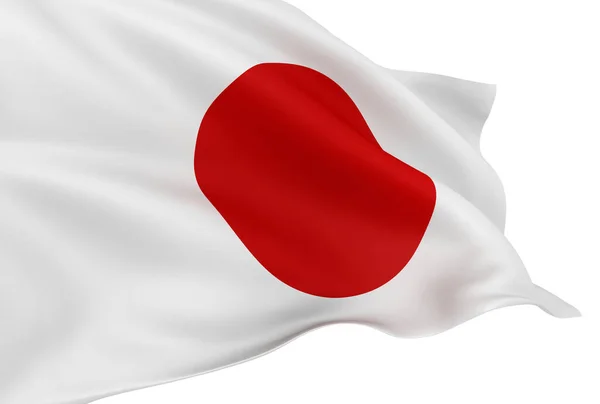 Waving Japán Zászló Elszigetelt Fehér Háttér — Stock Fotó