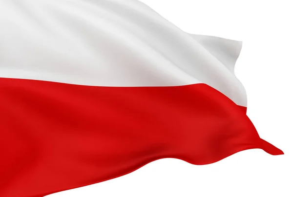 Lengő Lengyel Zászló Elszigetelt Fehér Háttér — Stock Fotó
