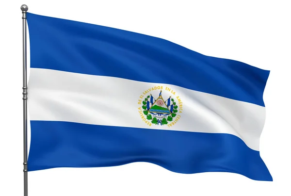 Κυματιστή Σαλβαδοριανή Σημαία Απομονωμένη Λευκό Φόντο — Φωτογραφία Αρχείου