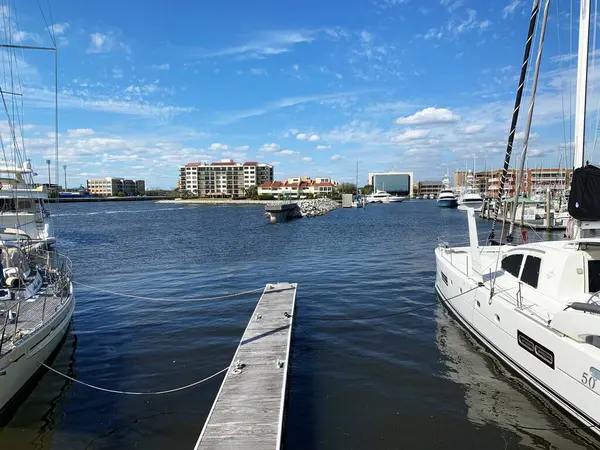 Lodě Jachty Zakotvené Molu Palafox Pensacola Florida — Stock fotografie