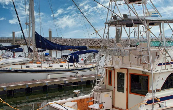 Boats Yachts Docked Palafox Pier Downtown Pensacola Florida — Stock Photo, Image