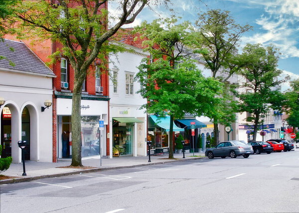 Shopping district on Greenwich Avenue in downtown Greenwich, Connecticut