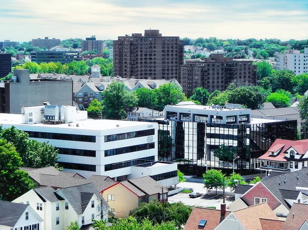 Aerial View Downtown Stamford Various Businesses Residential Buildings Stamford Connecticut — 스톡 사진