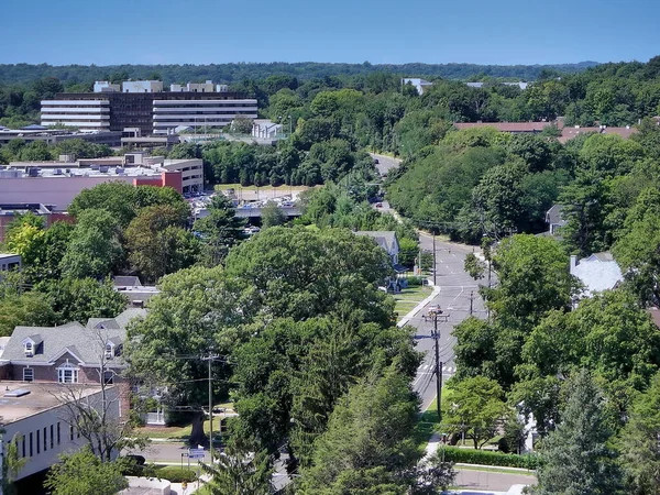 Letecký Pohled Centrum Stamfordu Různými Podniky Obytnými Budovami Stamford Connecticut — Stock fotografie