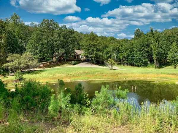 Naturaleza Aire Libre Paisaje Con Estanque Alabama Rural — Foto de Stock