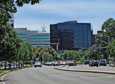 Stamford, Connecticut şehir merkezindeki iş bölgesi.