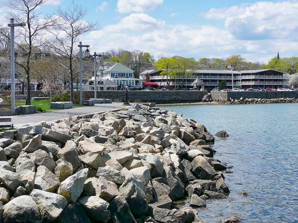 View Plymouth Harbor Shoreline Plymouth Massachusetts — Foto Stock