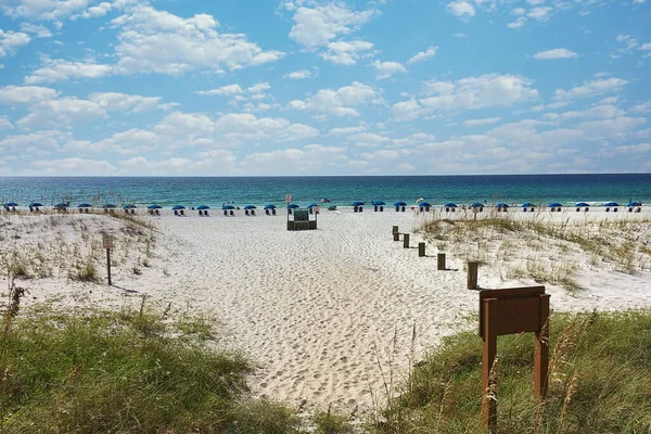 Вид Пляж Пенсакола Рибачим Пірсом Далечині Пенсакола Флорида — стокове фото