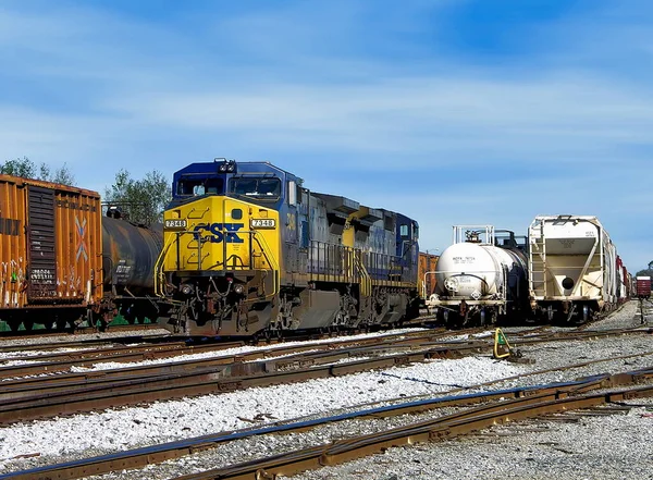 Diesel Locomotive 7348 Estação Ferroviária Pensacola Csx Pensacola Flórida Eua — Fotografia de Stock