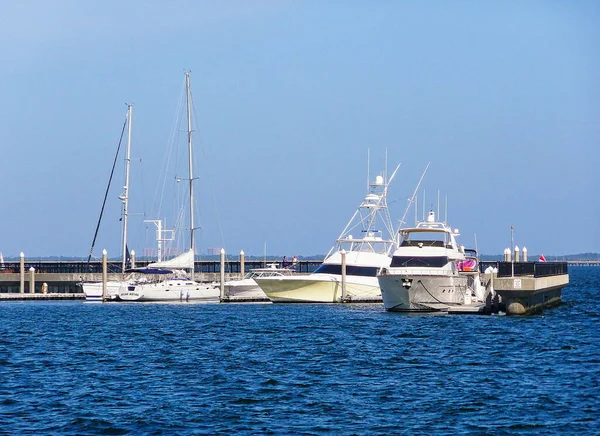 Boats Docked Palafox Pier Pensacola Bay Pensacola Florida — Stock Photo, Image