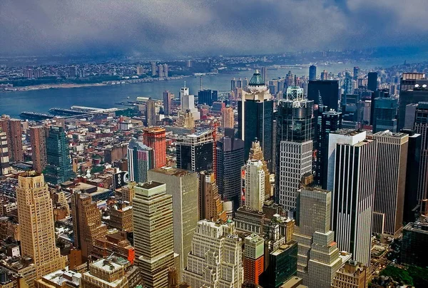 Vista Aérea Manhattan Cidade Nova Iorque Eua — Fotografia de Stock