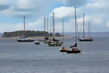 Boats anchored on the water