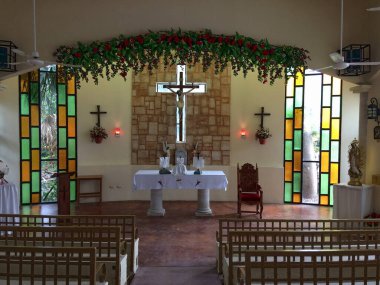 El Cedral Maya arkeolojik sahasının iç kilisesi, Cozumel, Meksika