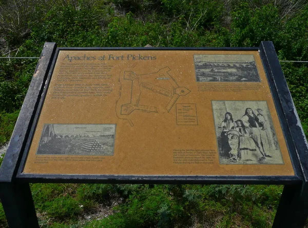 Señal Informativa Que Detalla Historia Fort Pickens Gulf Islands National — Foto de Stock