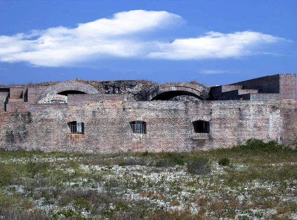 Ściana Zewnętrzna Fort Pickens Wybrzeże Zatoki Perskiej Plaży Pensacola Floryda — Zdjęcie stockowe
