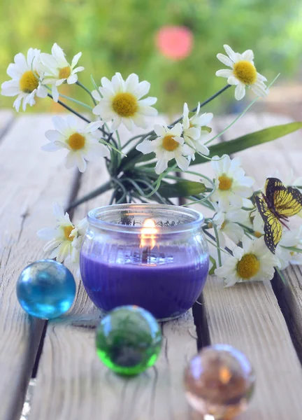 Spa candles flowers — Stock Photo, Image