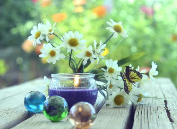 Spa svíčky květiny — Stock fotografie
