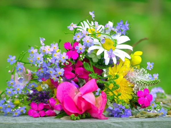 Buquê colorido brilhante de flores selvagens — Fotografia de Stock