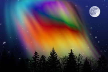 renkli aurora borealis