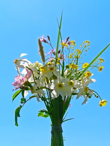 Bright colorful bouquet of garden and wild natural flowers — Stock Photo, Image