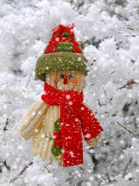 kar kardan adam gülümsüyor