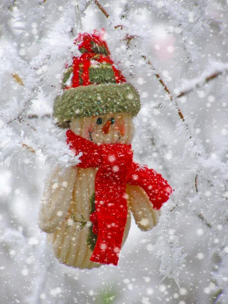 Muñeco de nieve sonriendo en la nieve —  Fotos de Stock