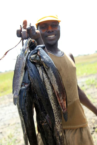 Drijvende visserij dorp - Oeganda, Afrika — Stockfoto