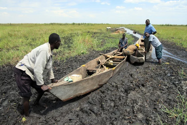 Flytande fiske by - uganda, Afrika — Stockfoto