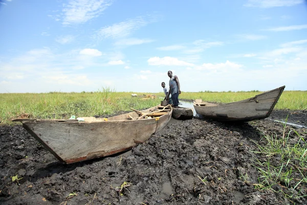 Flytande fiske by - uganda, Afrika — Stockfoto